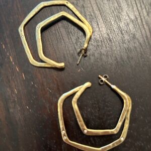 Gold Angled Hoop Earrings